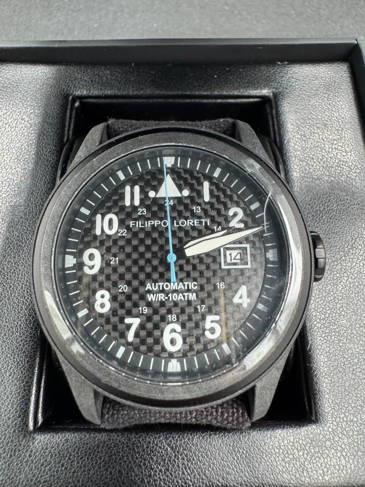 New Filippo Loreti Super Leggero Limited Edit. Auto Watch 62/300 Carbon Dial Box