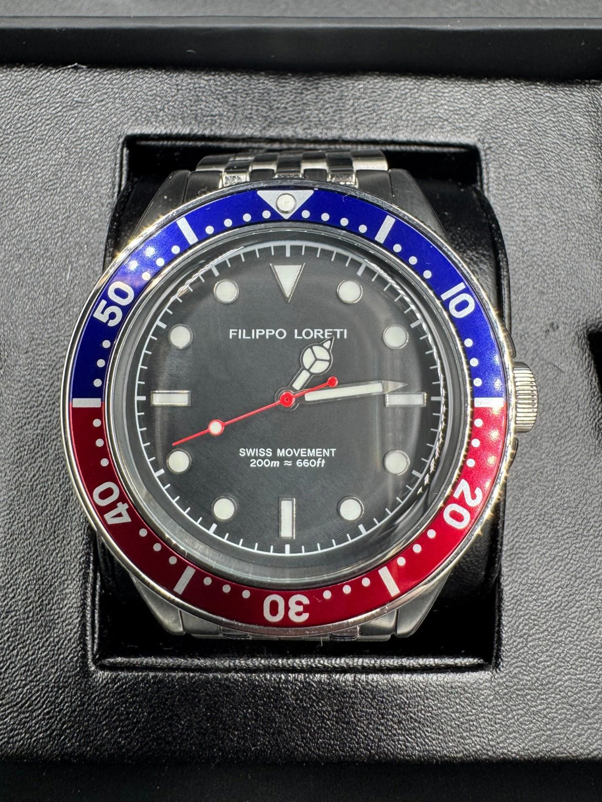 Brand New Filippo Loreti Subacqueo Red Blue Pepsi Bezel Diver Watch Box Swiss Mv