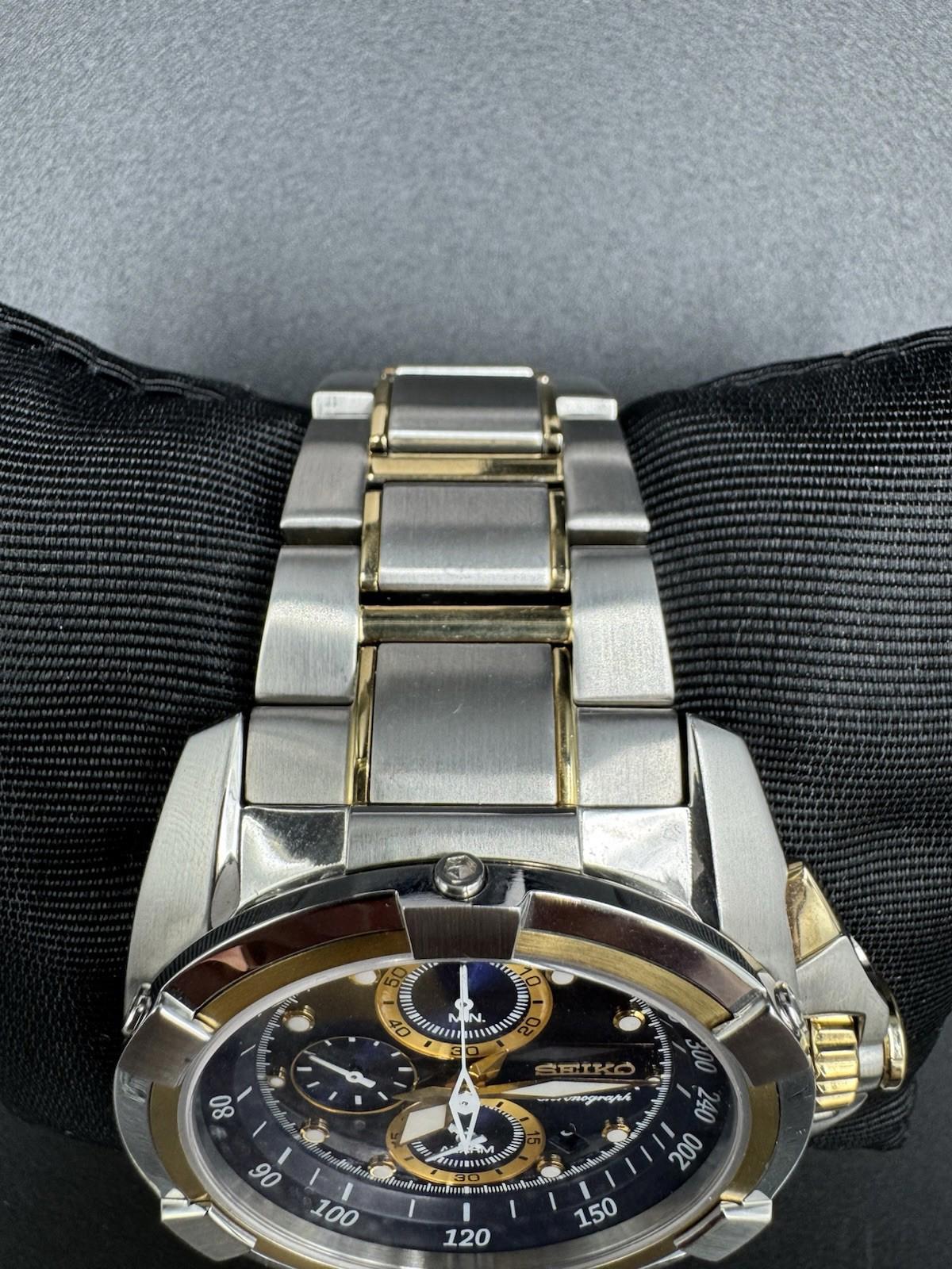 Seiko Velatura SNDX99 Chronograph Blue Dial Quartz Watch w/ Box Papers 7T62-0HD0