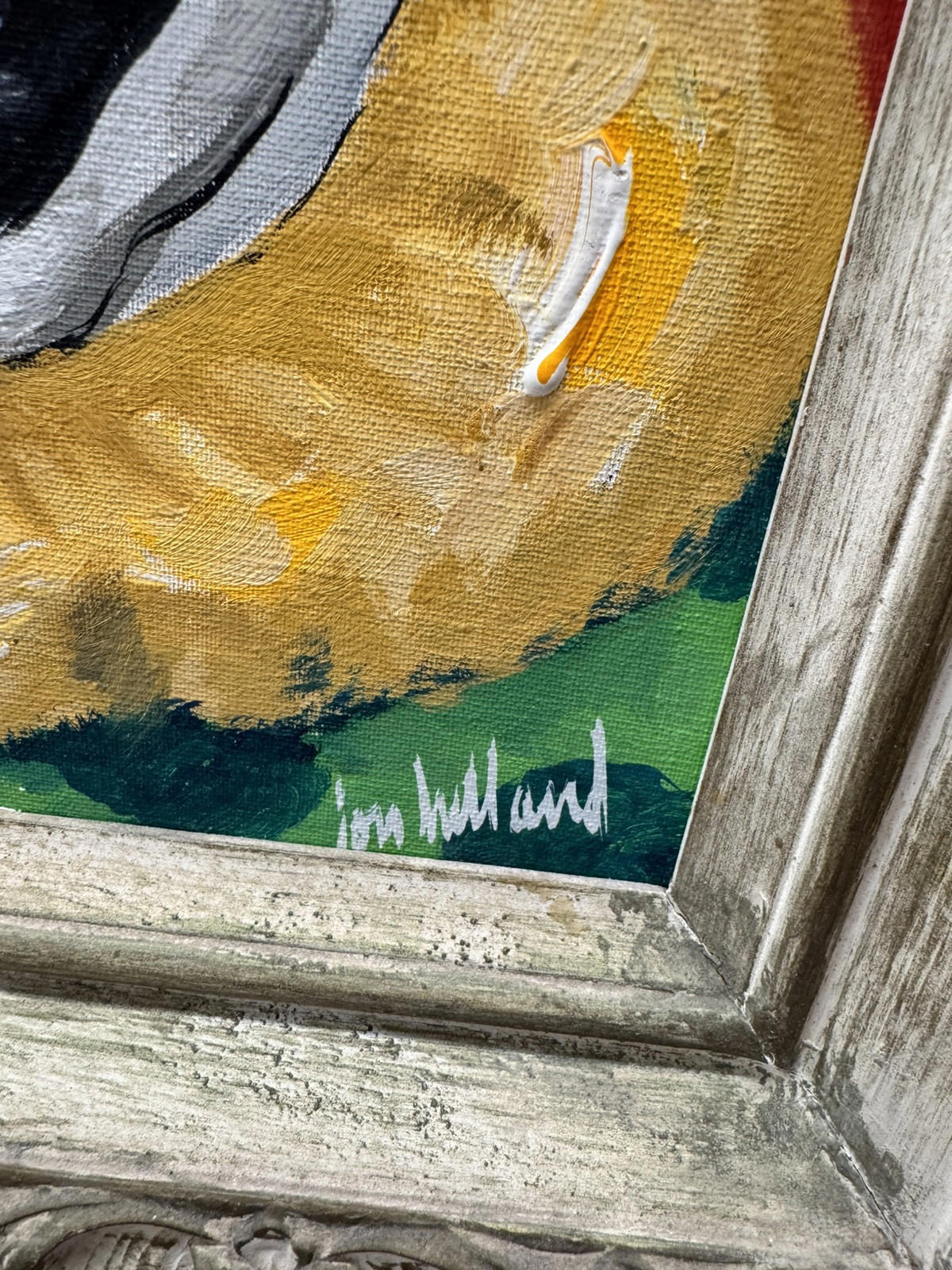 Jon Helland Clown Painting Signed Canvas Framed Painting