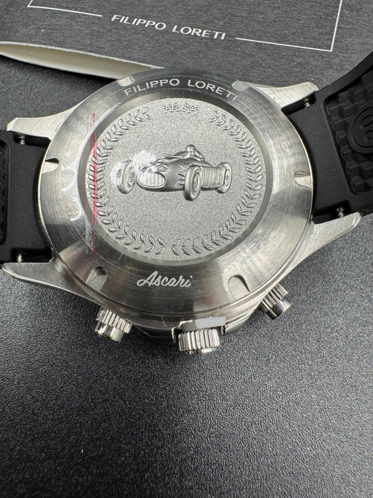 Filippo Loreti Ascari Chronograph Black Dial Rubber Strap 42mm New Sealed Box RR