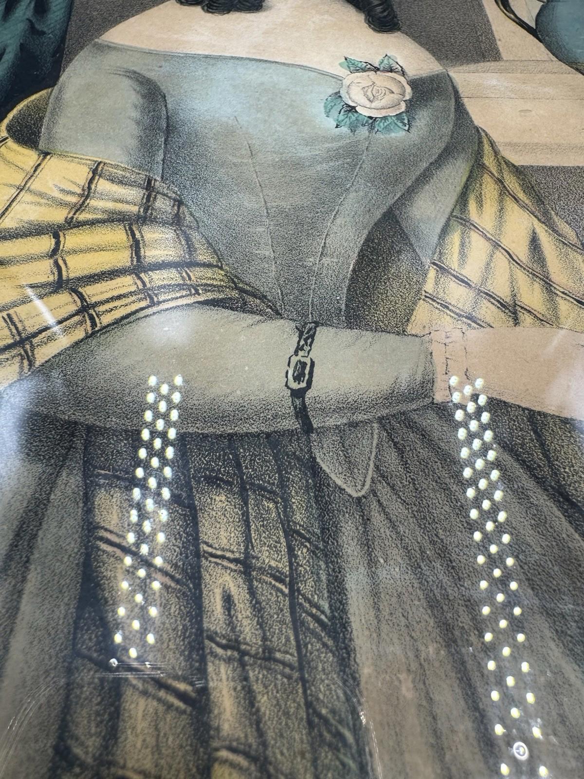Antique Kelloggs & Comstock Hand Colored Lithograph Portrait