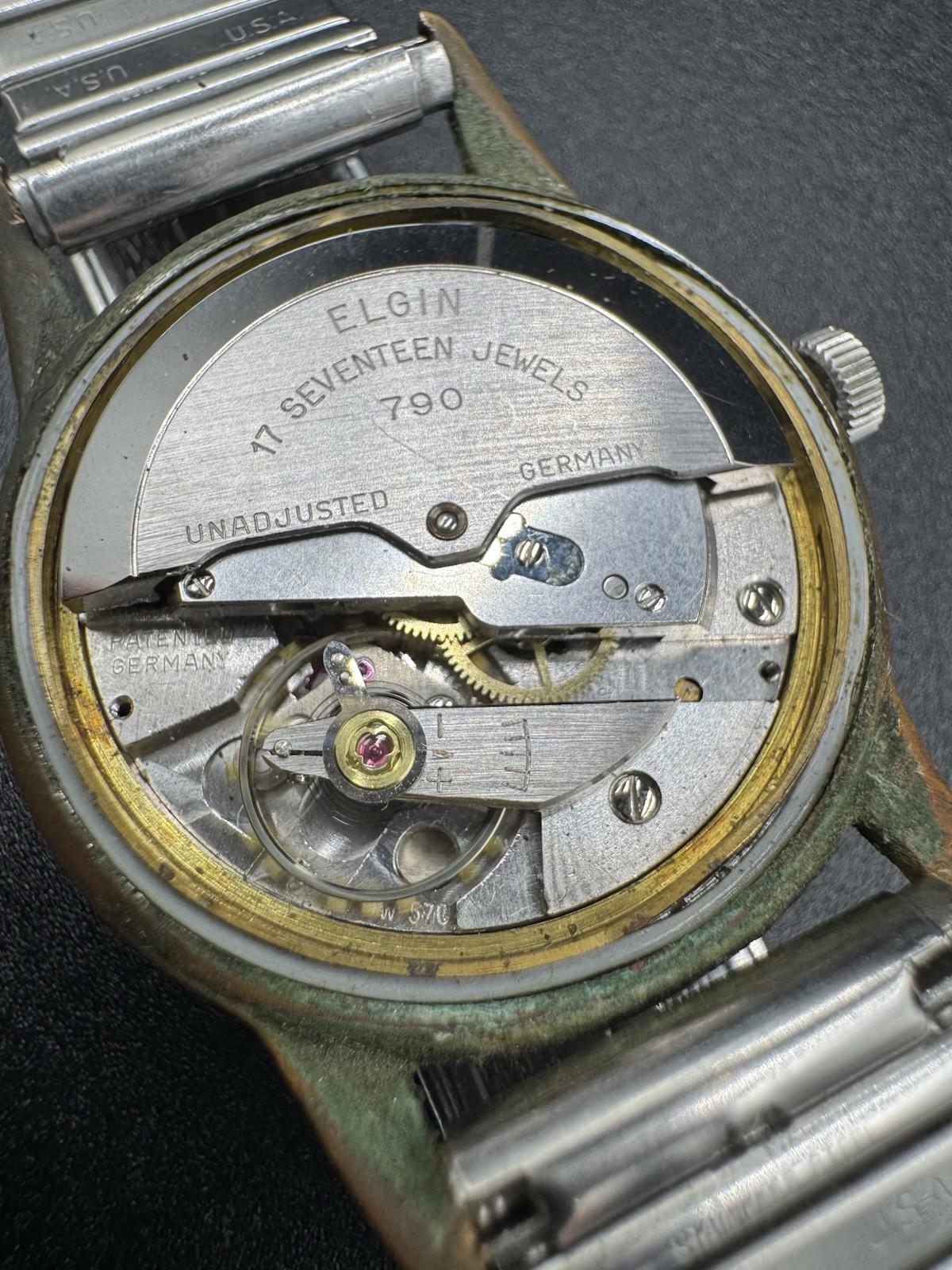 Vintage Elgin Self Winding 17 Jewels Automatic Watch Cal 790 Germany - Runs Well