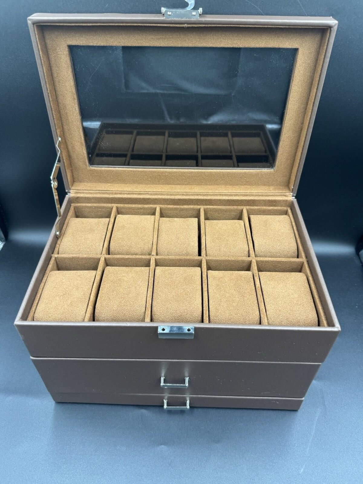 Luxury 20 Slot Watch Display and Storage Case 3 Tier – Brand New Brown Box - NM+