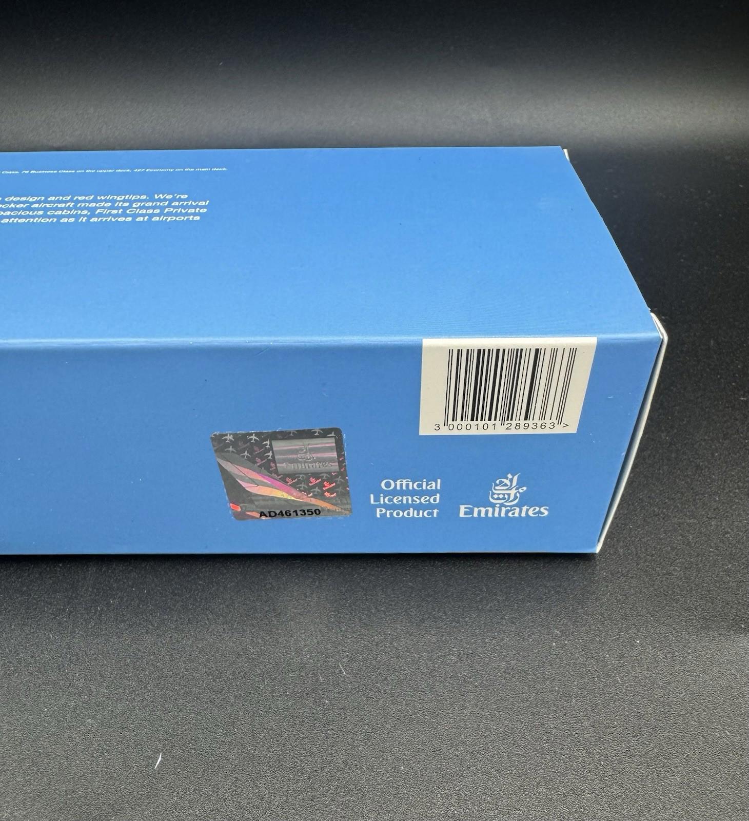 Emirates Airbus A380-800 1:250 Model Plane 2026 UAE Tailfin NEW Box See Conditio