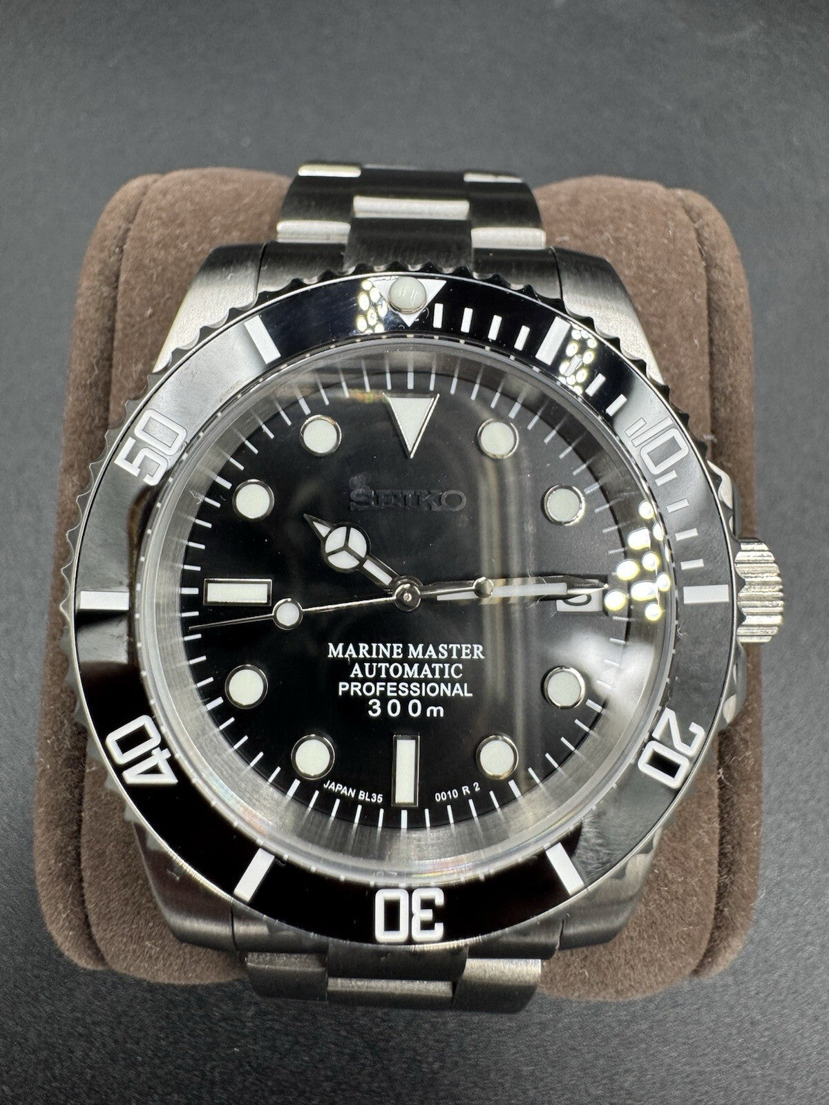 Seiko Mod Marine Master Black Dial with Genuine Seiko NH35 Movement Stainless St