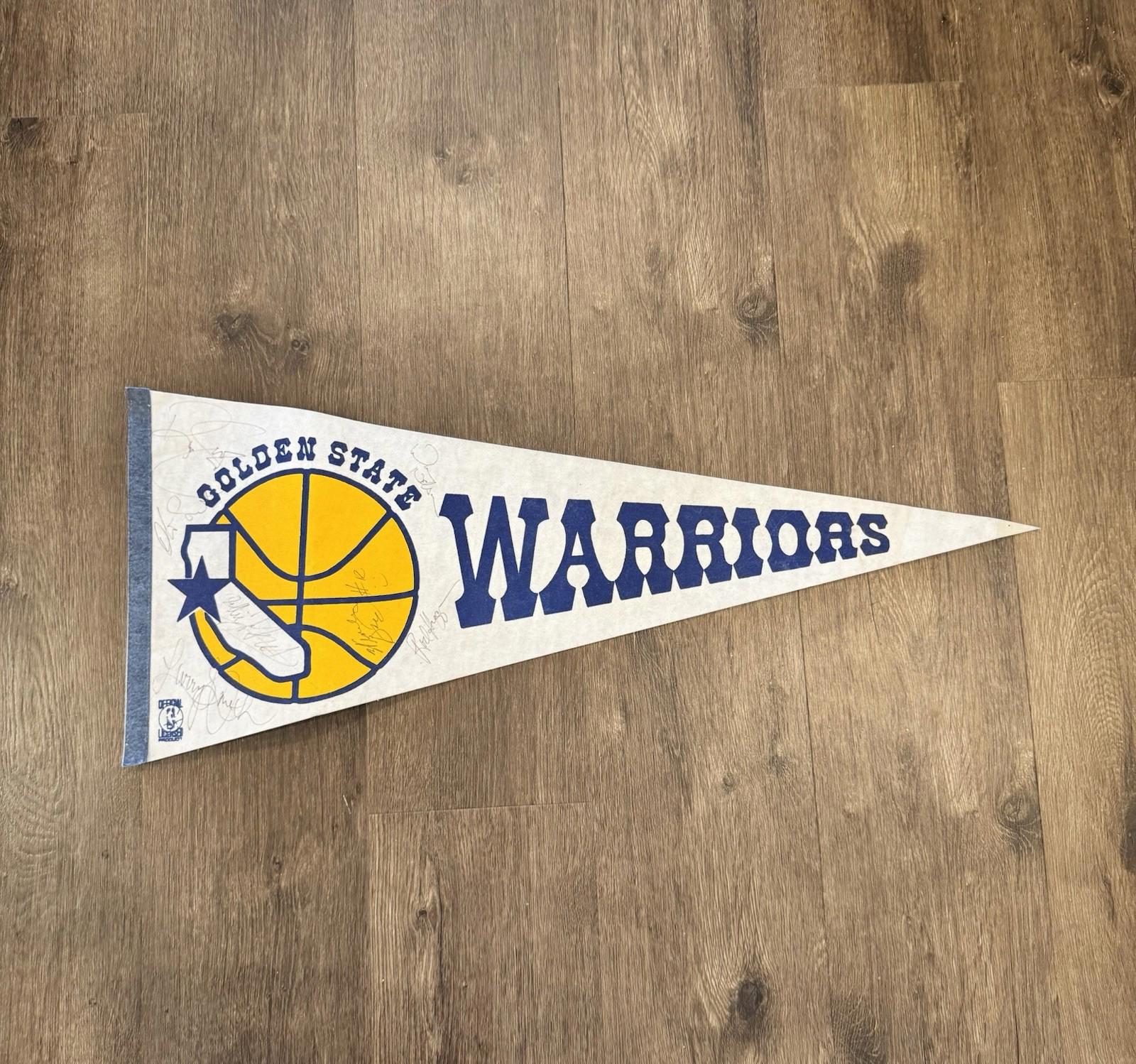 1988-89 Golden State Warriors Signed Pennant 7 Autos