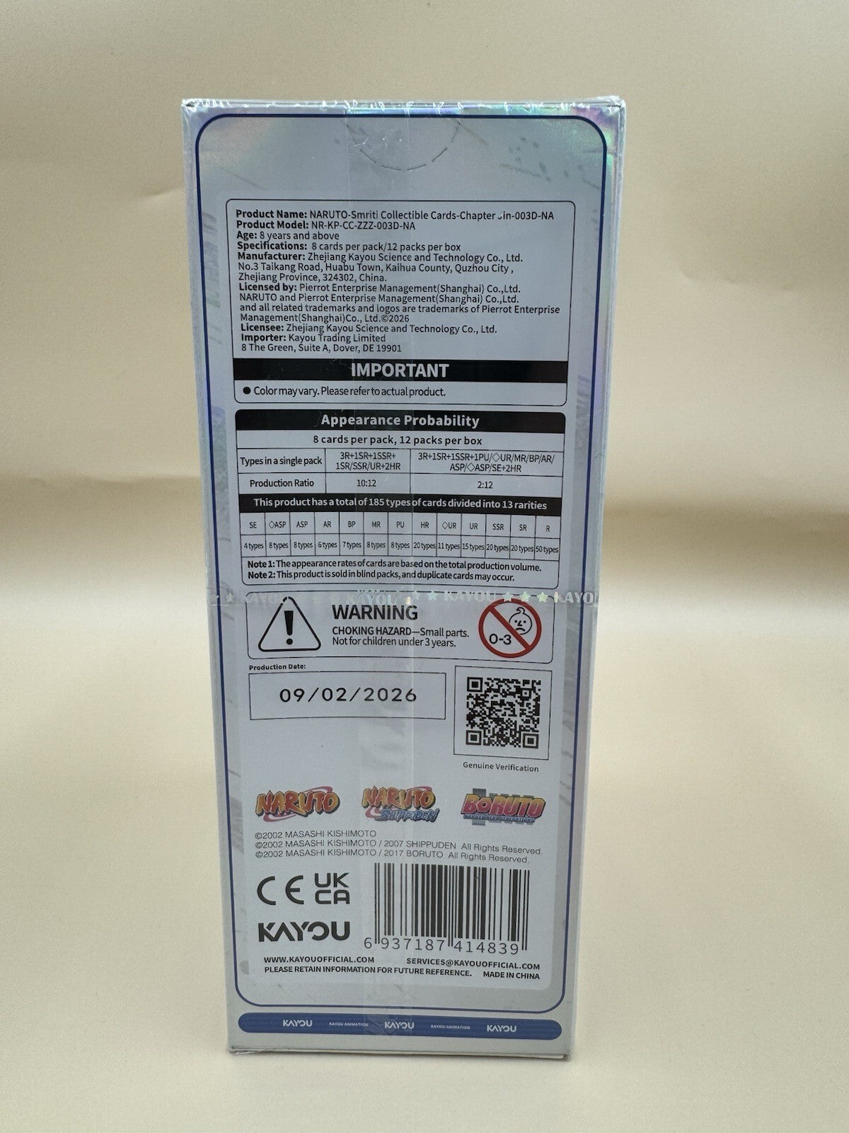 KAYOU NARUTO Series 3 Chapter Jin English Display Box – 12 Packs & Promo Card NM