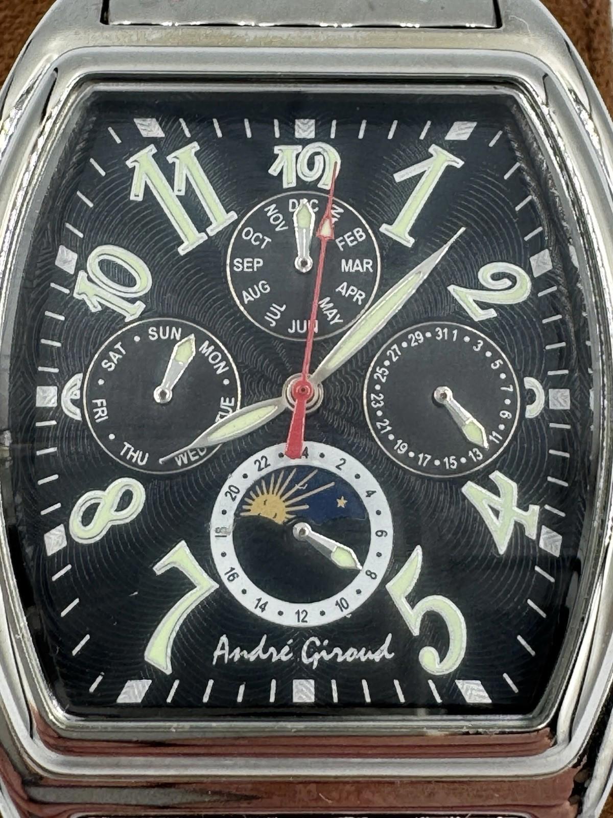 Andre Giroud Men's Automatic Moonphase Black Dial Watch 3 NM