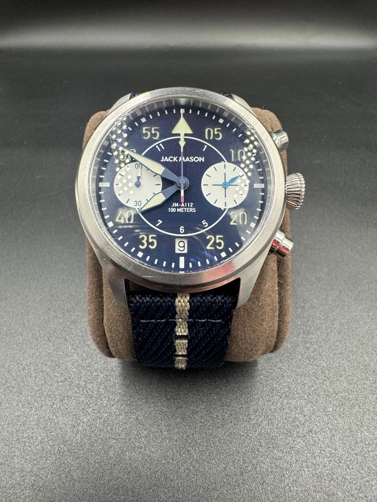 Jack Mason Aviation Nylon Band Men's Analog Watch Luminous JM-A112-001 Very Rare