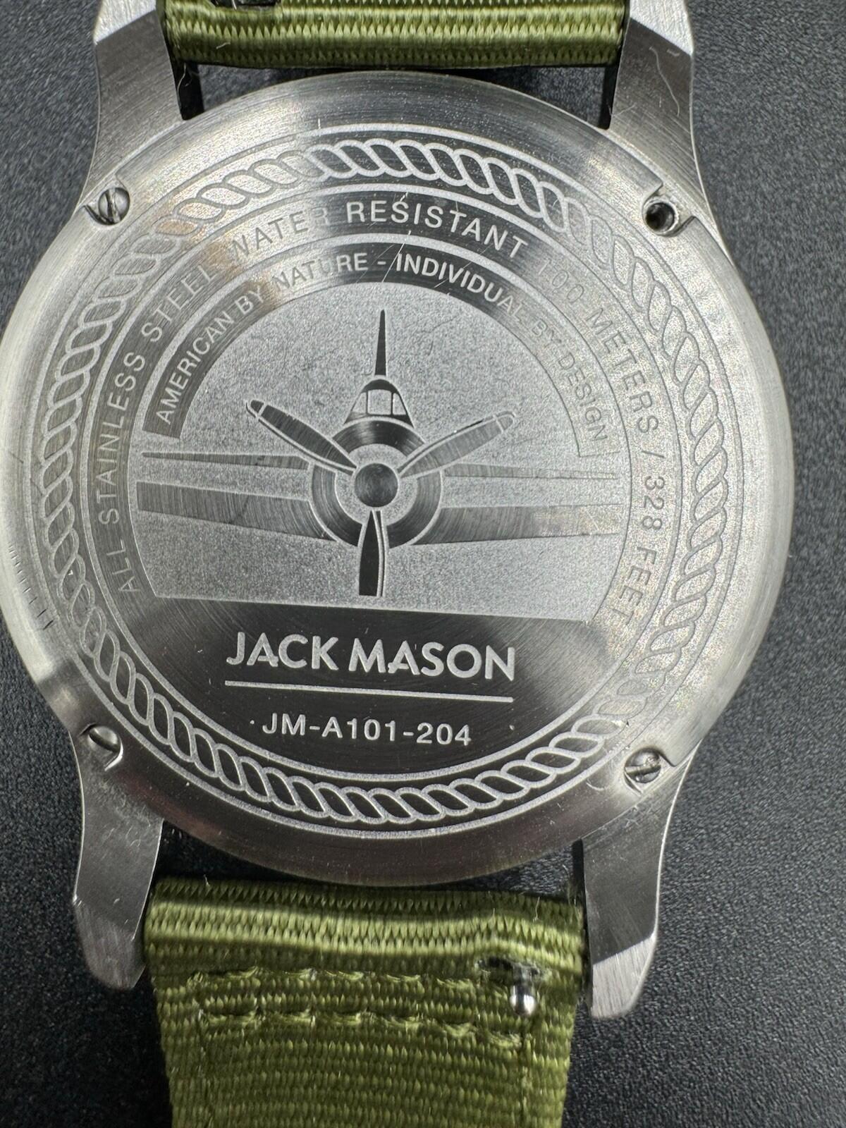 Jack Mason Aviation JM-A101-204 Green Nylon Strap 42mm Pilot Watch Missing Screw