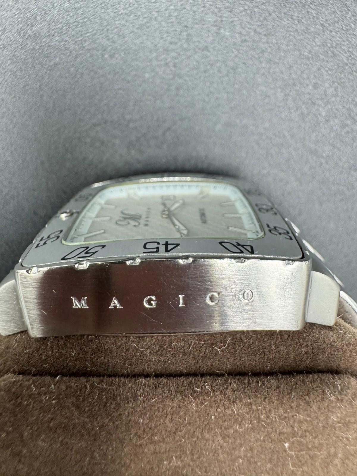 Magico 316L Automatic Heavy Mens Watch White Face 21 Jewels Works Japan Made VG+