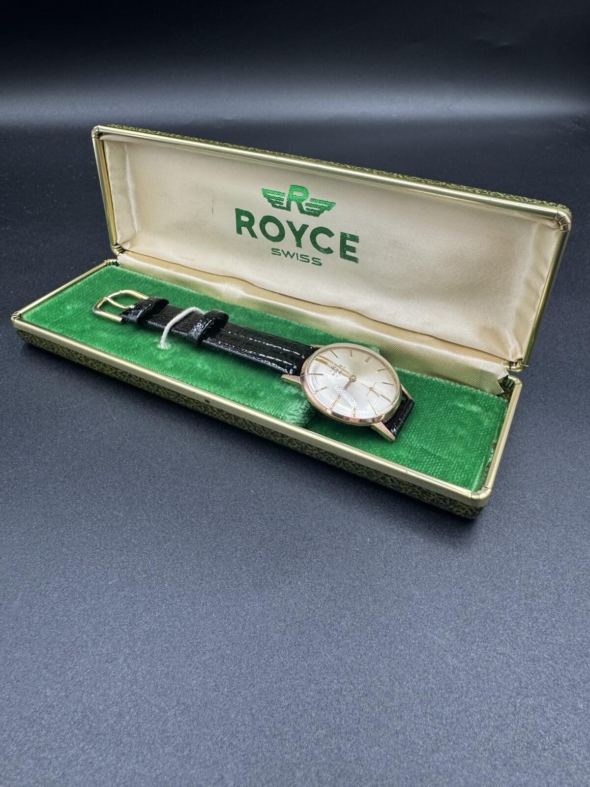 Vintage Royce 17 Jewels Automatic Watch Gold Case Swiss Made – Original Box Srvc