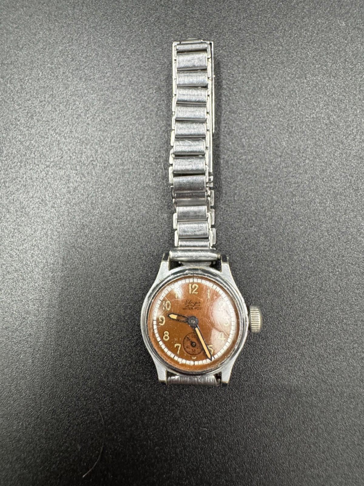 Vintage Eloga Waterproof Swiss Watch AS 964 15 Jewels Manual Wind Copper Dial VG