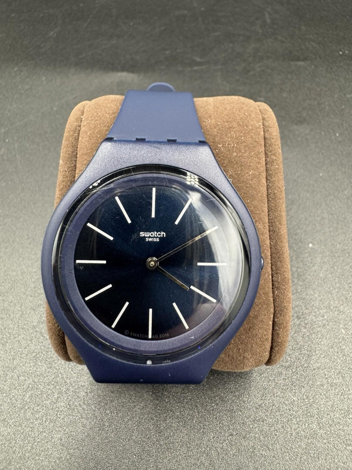 Swatch AG 2018 Blue Gent Quartz Watch New Battery Running Excellent Condition NM