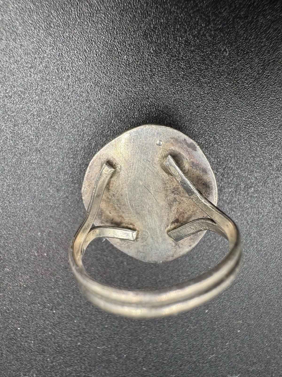 Vintage Navajo Turquoise Ring Sterling Silver Natural Stone Matrix Twisted Rope