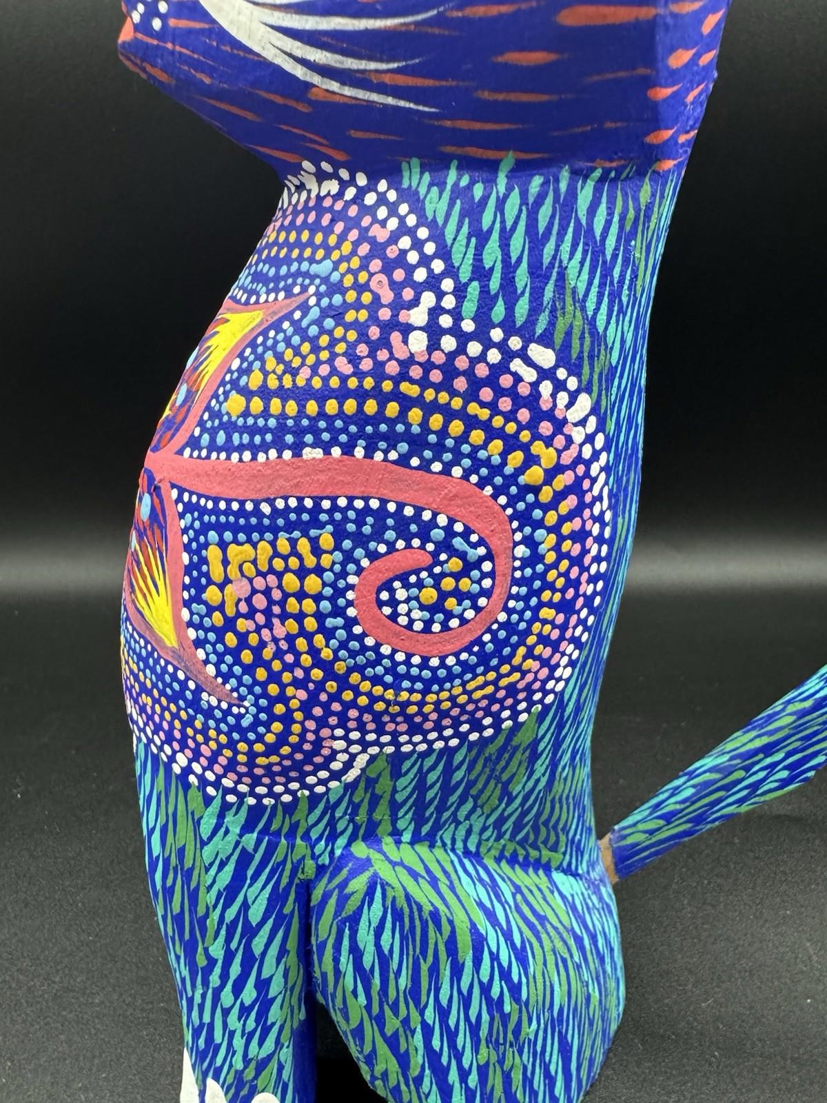 Mexican Oaxaca Folk Art Wood Carved Painted Animal Igor Garcia Alebrije Felidae