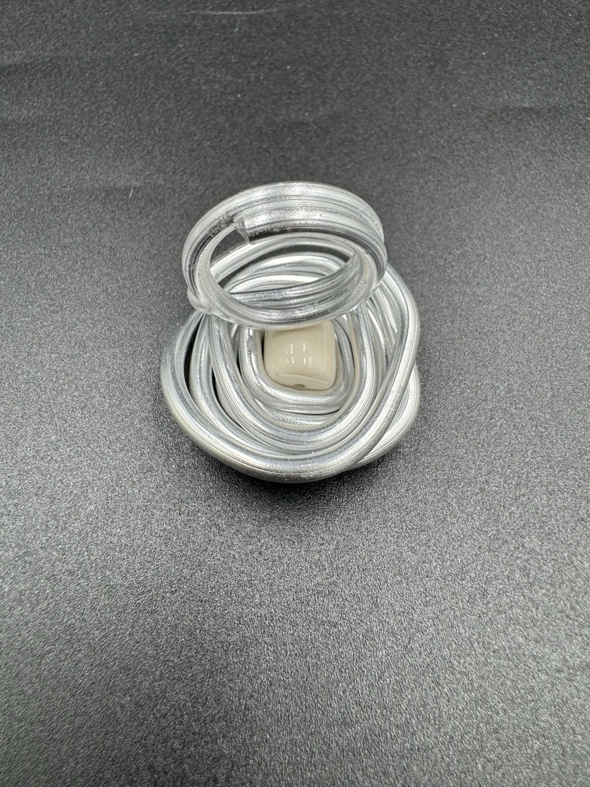 Handmade Bauhaus Inspired Aluminum Puzzle Ring Argentine Designer Beige Square M