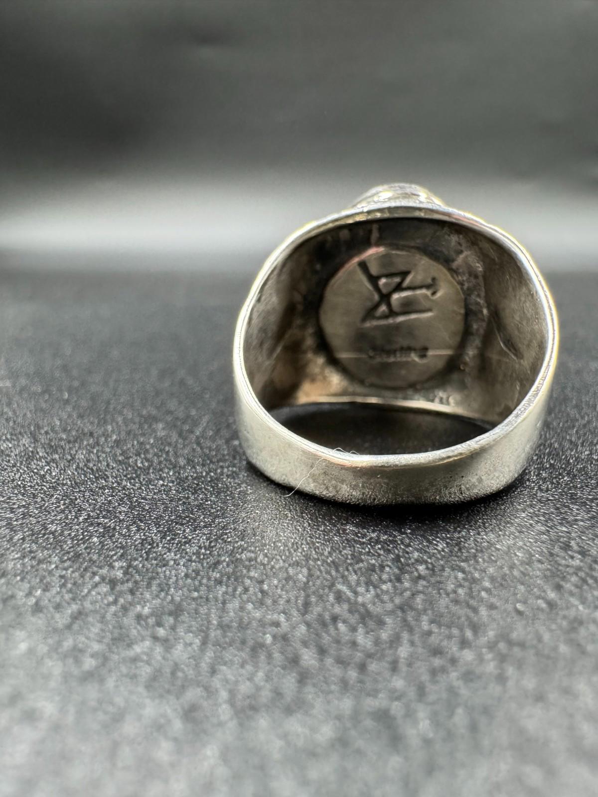 Vintage Navajo Turquoise Sterling Silver Ring Arthur J Williams Cabochon 12.69g