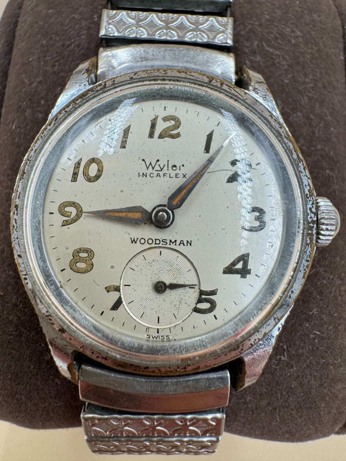 Wyler Incaflex Woodsman Manual Wind Watch Swiss Sub-Seconds Serviced Rare Dial G