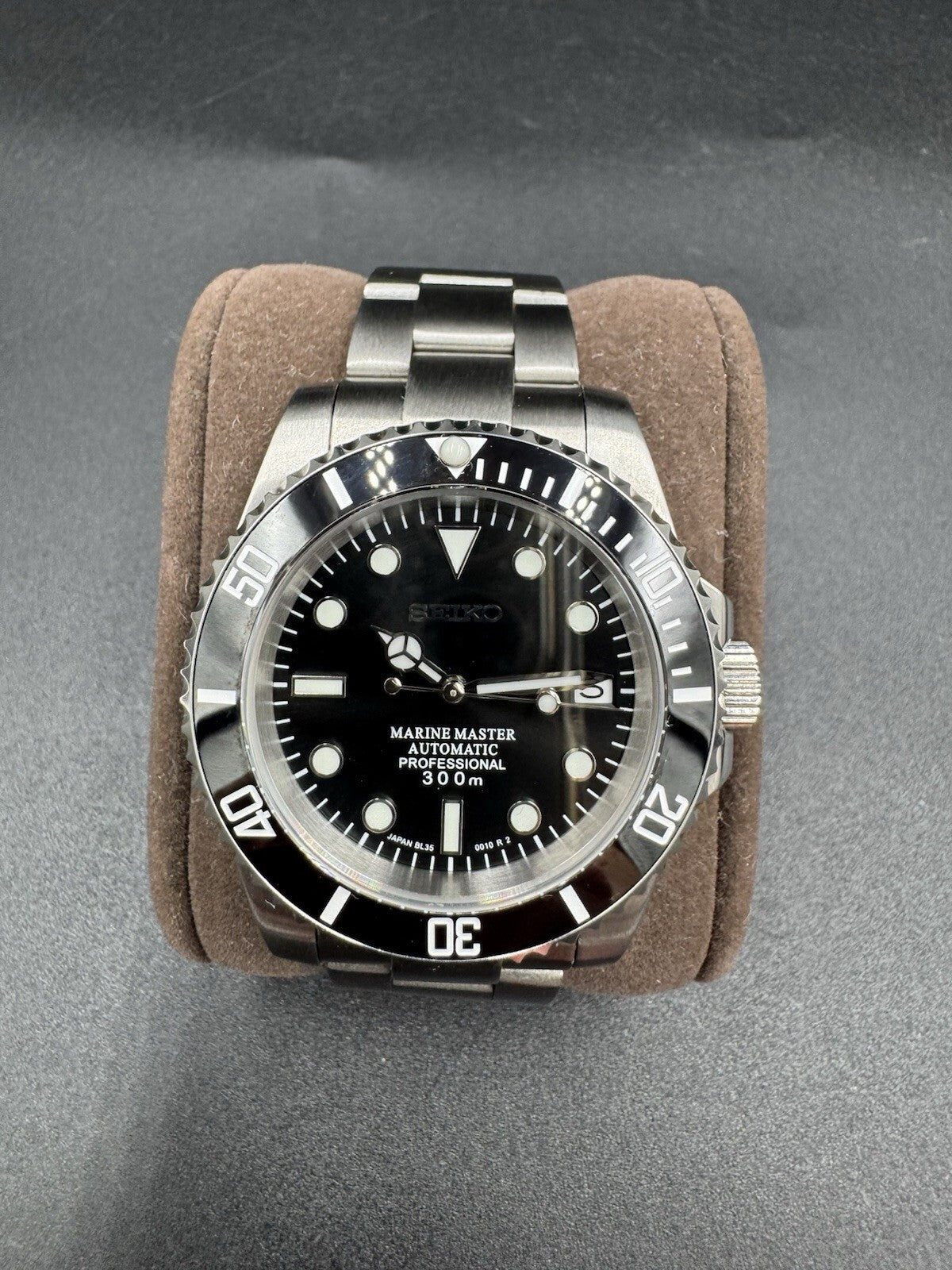 Seiko Mod Marine Master Black Dial with Genuine Seiko NH35 Movement Stainless St
