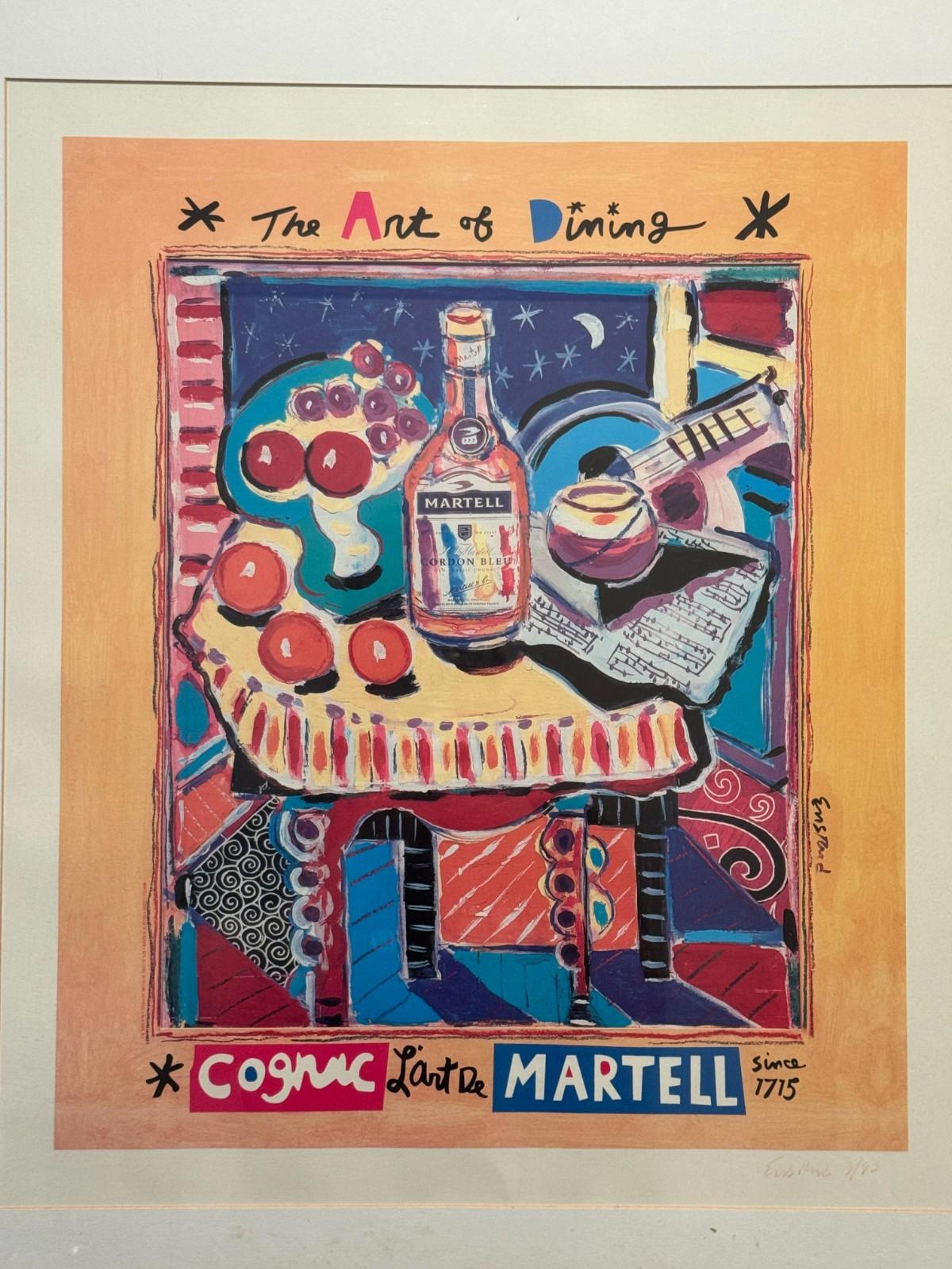 Vintage Wayne Ensrud Signed Serigraph The Art of Dining Martell Cognac 3/93 Rare